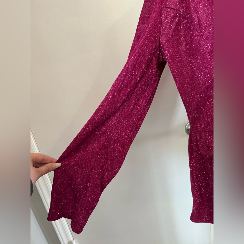 NWT Rock & Roll Denim Woman’s Lightweight Hot Pink Glitter Blazer Size XL - Picture 3 of 13